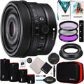 Sony FE 40mm F2.5 G Full Frame Ultra Compact Lens SEL40F25G for E-Mount Mirrorless Cameras Bundle with 49mm UV/Polarizer/FLD Filter Kit + Deco Photo Protective Case 4 Pack + Software and Accessories