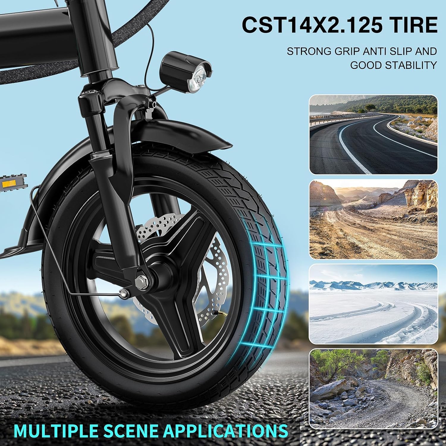 LELEKUAI Electric Bike for Adults and Teens, Folding Ebike,Commuter City Foldable with 560W Motor and 48V 10Ah Battery, 24MPH Speed Pedals Assist, Dual Disc Brakes,14' Compact Electric Bicycles