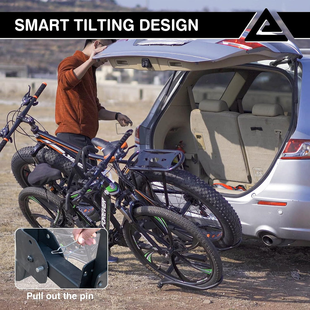 Leader Accessories 2-Bike Platform Style Hitch Mount Bike Rack, Tray Style Bicycle Carrier Racks Foldable Rack for Cars, Trucks, SUV and Minivans with 2' Hitch Receiver - Quick Hitch Pins Design