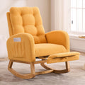 NIOIIKIT Nursery Rocking Chair, Linen Upholstered Glider Chair with Footrest, Tufted Rocker Recliner with Side Pocket, Comfy Recliner Glider, Accent Chair for Living Room (Yellow Teddy)