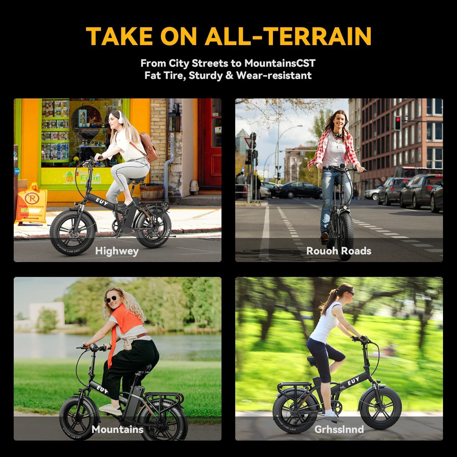 Folding Electric Bike for Adults and Seniors, 1000W Motor 48V 20AH Battery 30MPH 80 Miles, 20' Fat Tire All Terrain Ebike, 7-Speed Commuter E Bike, Step-Thru Electric Bicycle for Women and Teens
