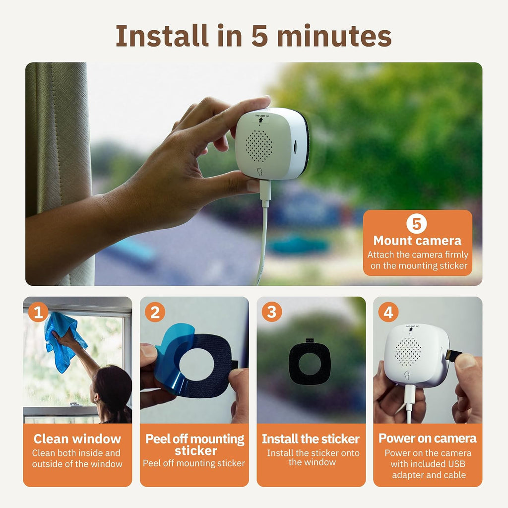 3MP 2K Window Camera,2.4GHz & 5GHz WiFi Indoor Cameras for Home Security with ChroMax Al Color Night Vision,Person & Motion Detection,24/7 Recording,Easy & Quick Install(3pcs)