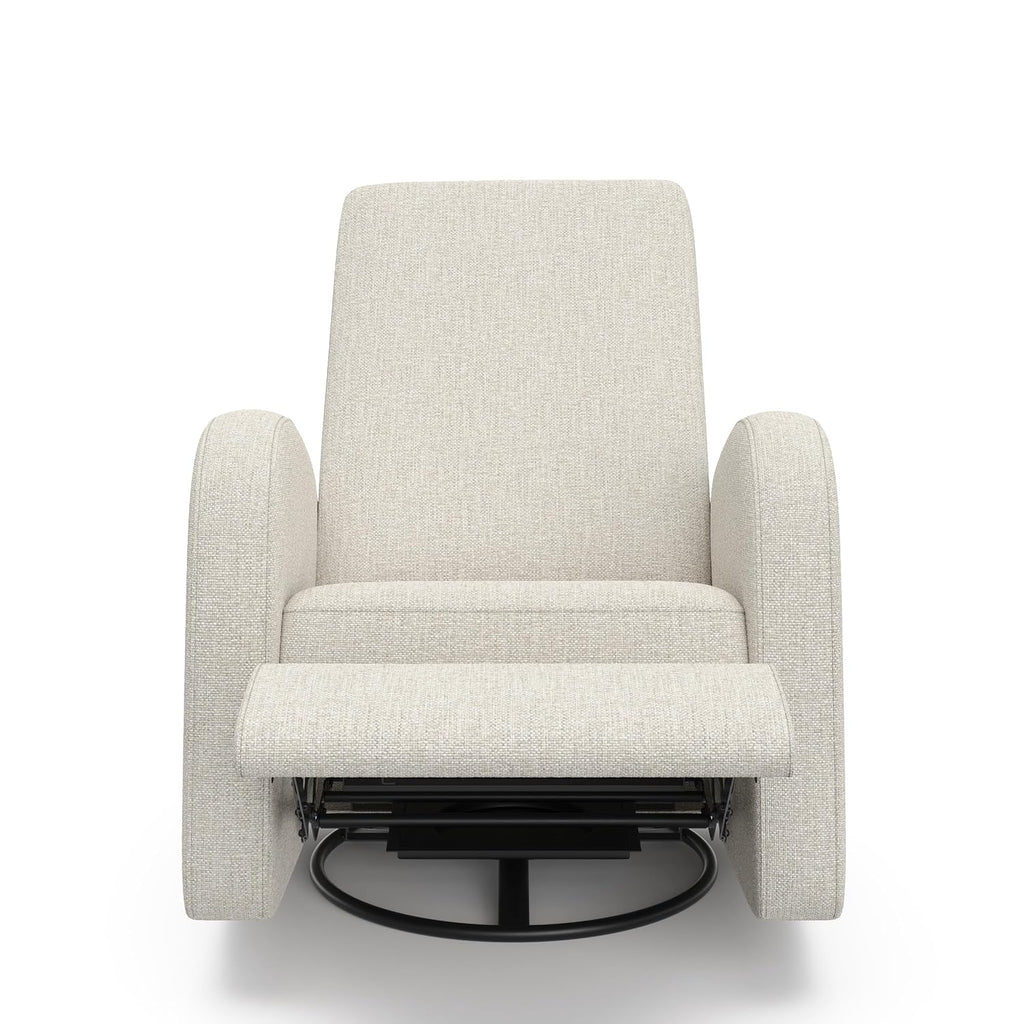 Storkcraft Santa Monica Power Recliner Swivel Glider (Dune Basketweave) – Effortless Electronic Power Recline, USB-A & USB-C Charger