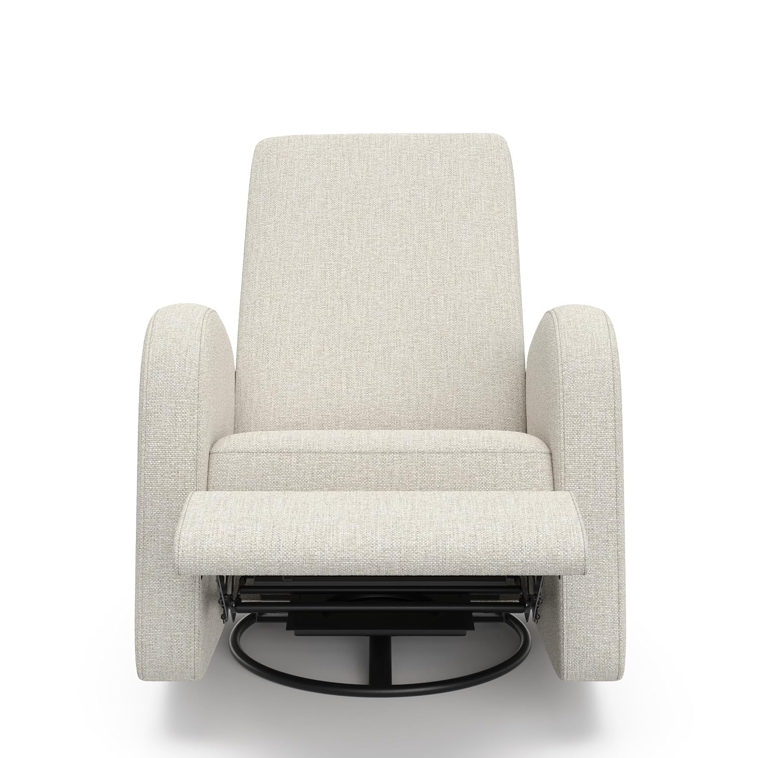Storkcraft Santa Monica Power Recliner Swivel Glider (Dune Basketweave) – Effortless Electronic Power Recline, USB-A & USB-C Charger