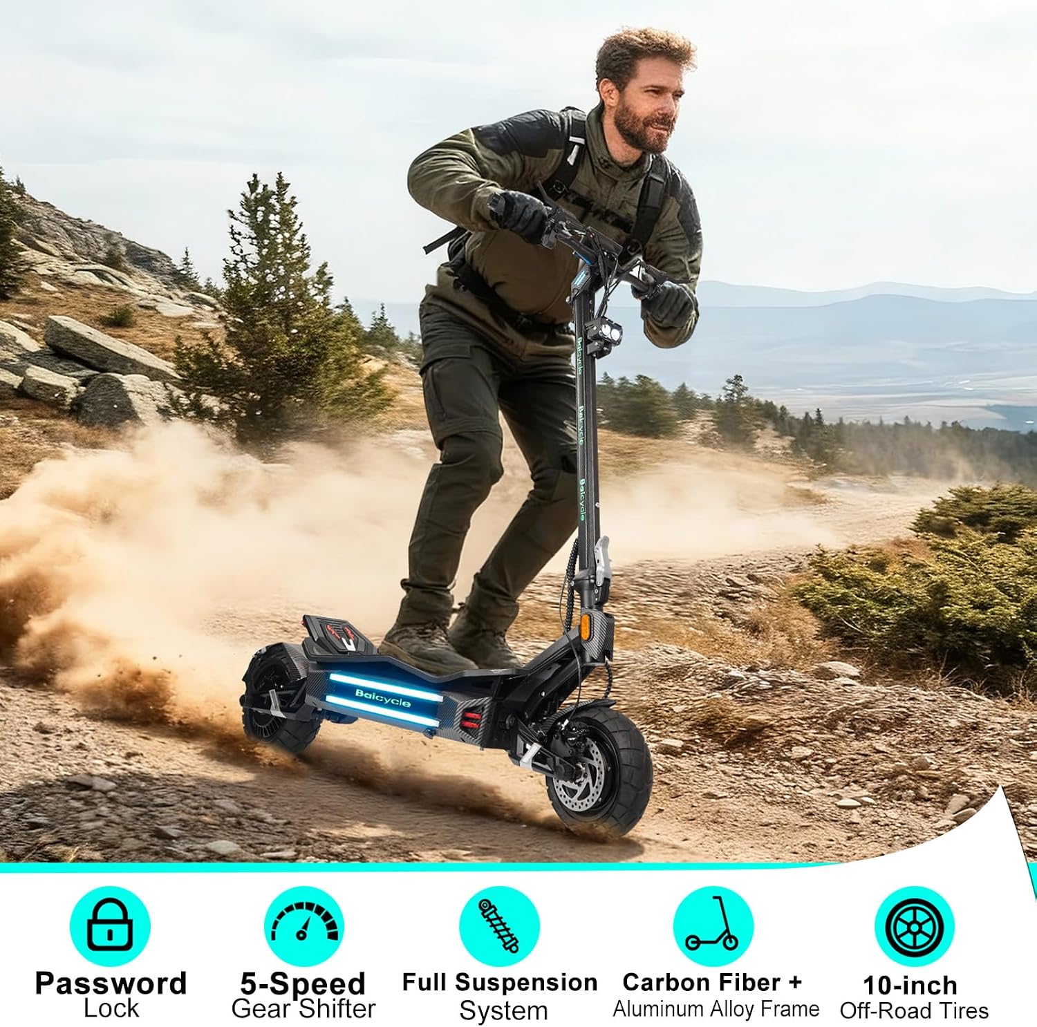 Electric Scooter Adults 1600/4000/6000W Motor 50 Miles Long Range & 40/45/50 MPH Top Speed 10' Off Road Tire Folding E-Scooter 60V/48V 20.8AH Battery Kick Scooter with Detachable Seat for Commuter