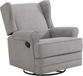 Oxford Baby Teegan Upholstered Glider Recliner Rocking Chair 360° Swivel for Nursery and Living Room - Gray