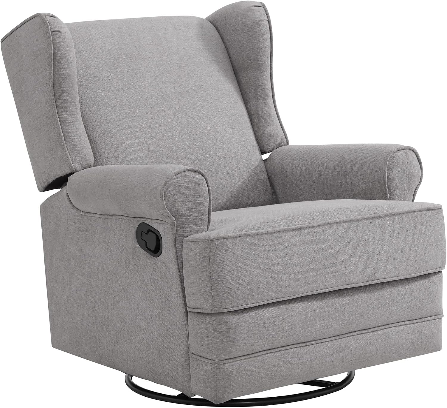 Oxford Baby Teegan Upholstered Glider Recliner Rocking Chair 360° Swivel for Nursery and Living Room - Gray