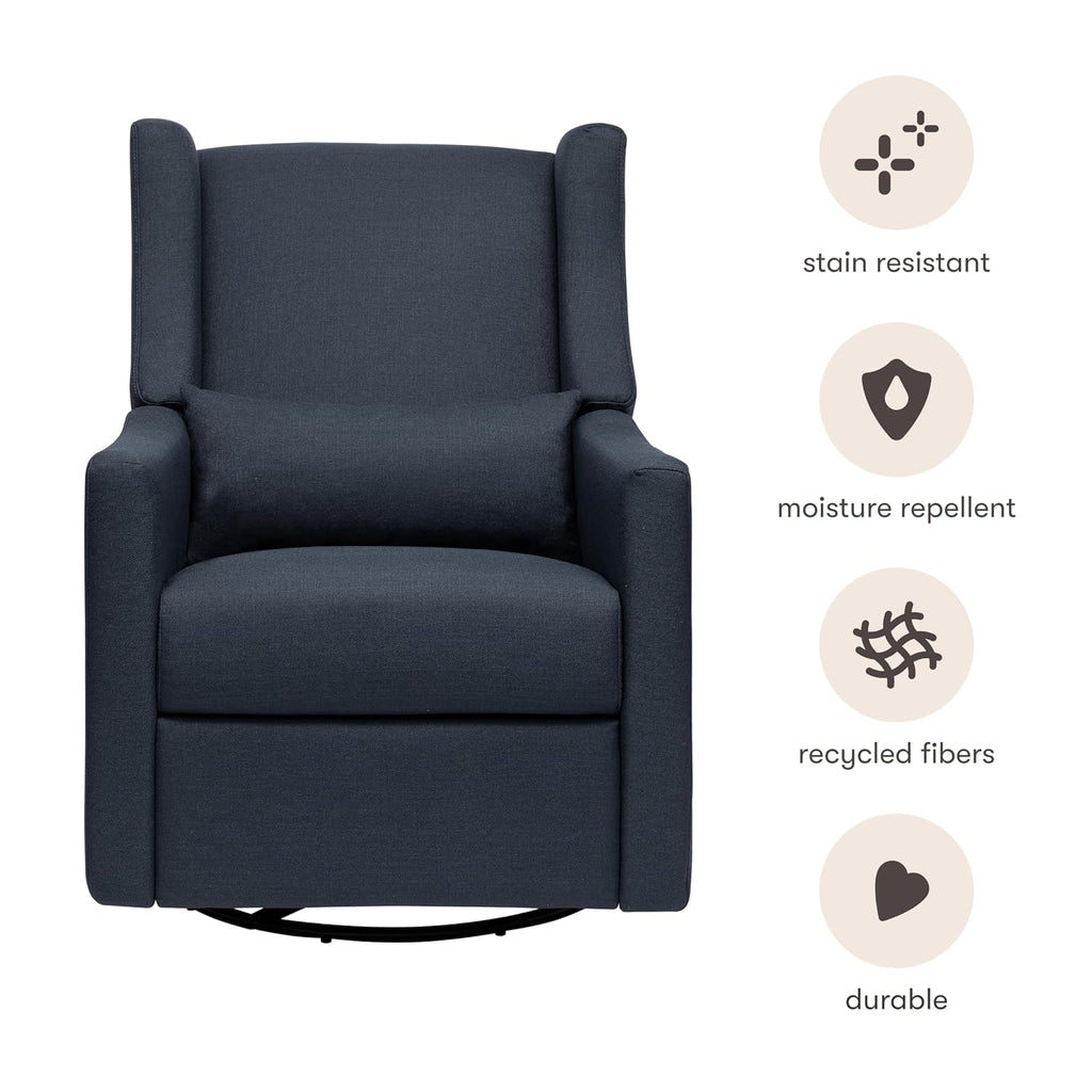 Babyletto Kiwi Electronic Power Recliner and Swivel Glider with USB Port in Performance Navy Eco-Twill, Water Repellent & Stain Resistant, Greenguard Gold and CertiPUR-US Certified