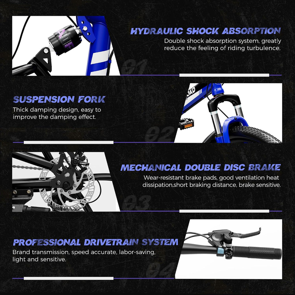 26 Inch Adult Folding Bikes/Mountain Bikes, 21 Speeds Mountain Bicycles with Full Suspension, Dual Disc Brake, High Carbon Steel Frame, Foldable Bike for Men/Women/Teen, Multiple Colors