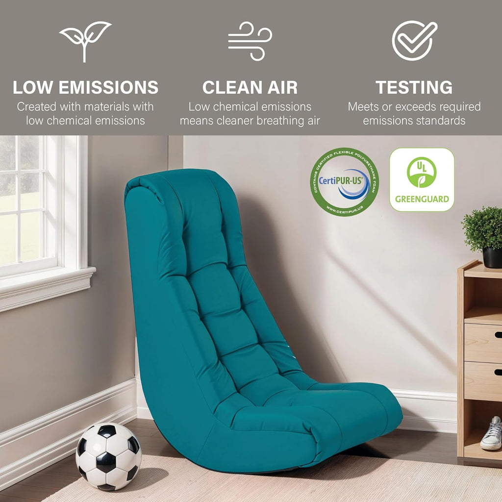 FDP Tufted Floor Rocker for Kids, Teens and Adults Comfortable, Ergonomic Chair for Reading, Playing Video Games, or Watching TV - Teal, 10488-TL