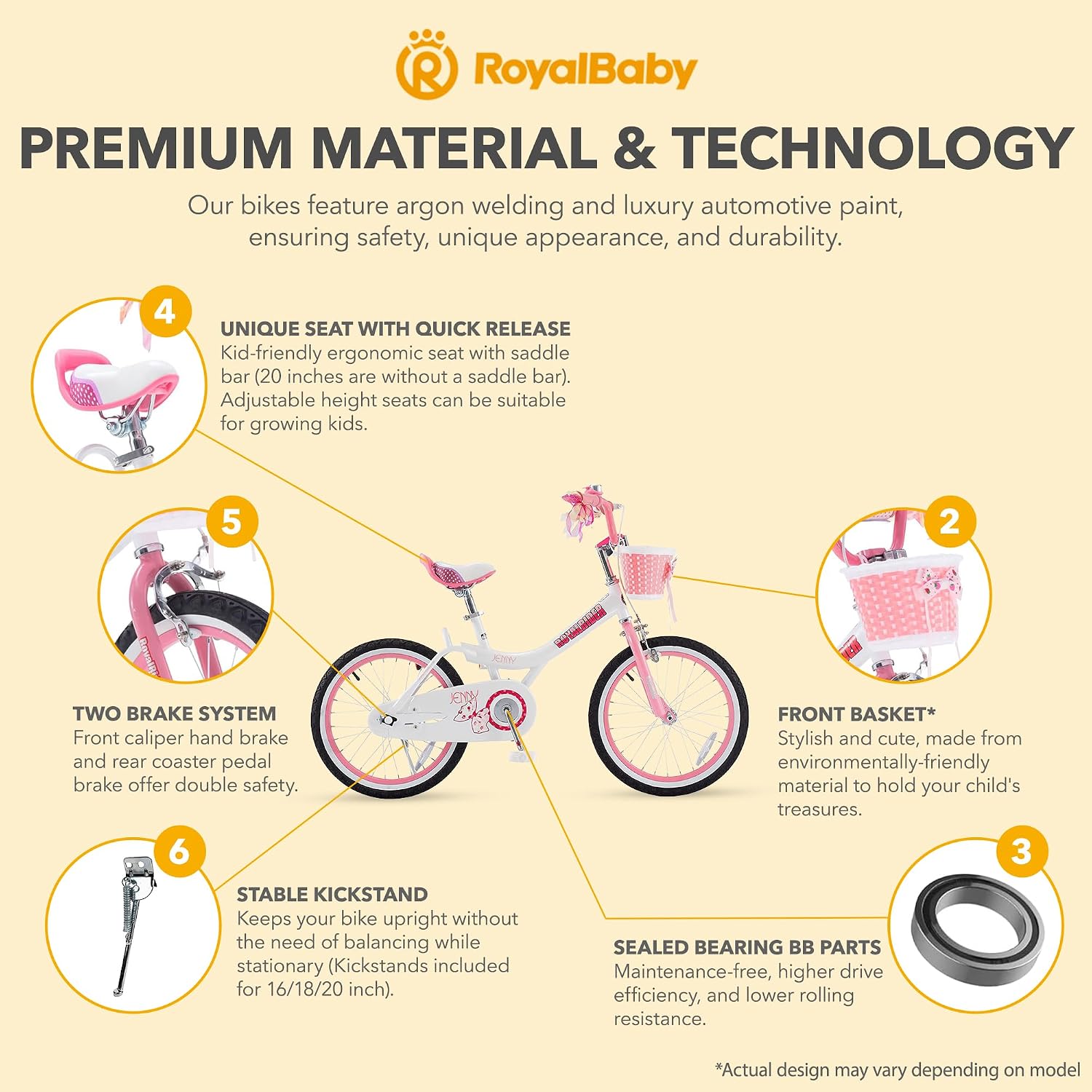 Royalbaby Princess Girls Kids Bike 12 14 16 18 20 Inch Children Bicycle with Basket for Age 3-12 Years