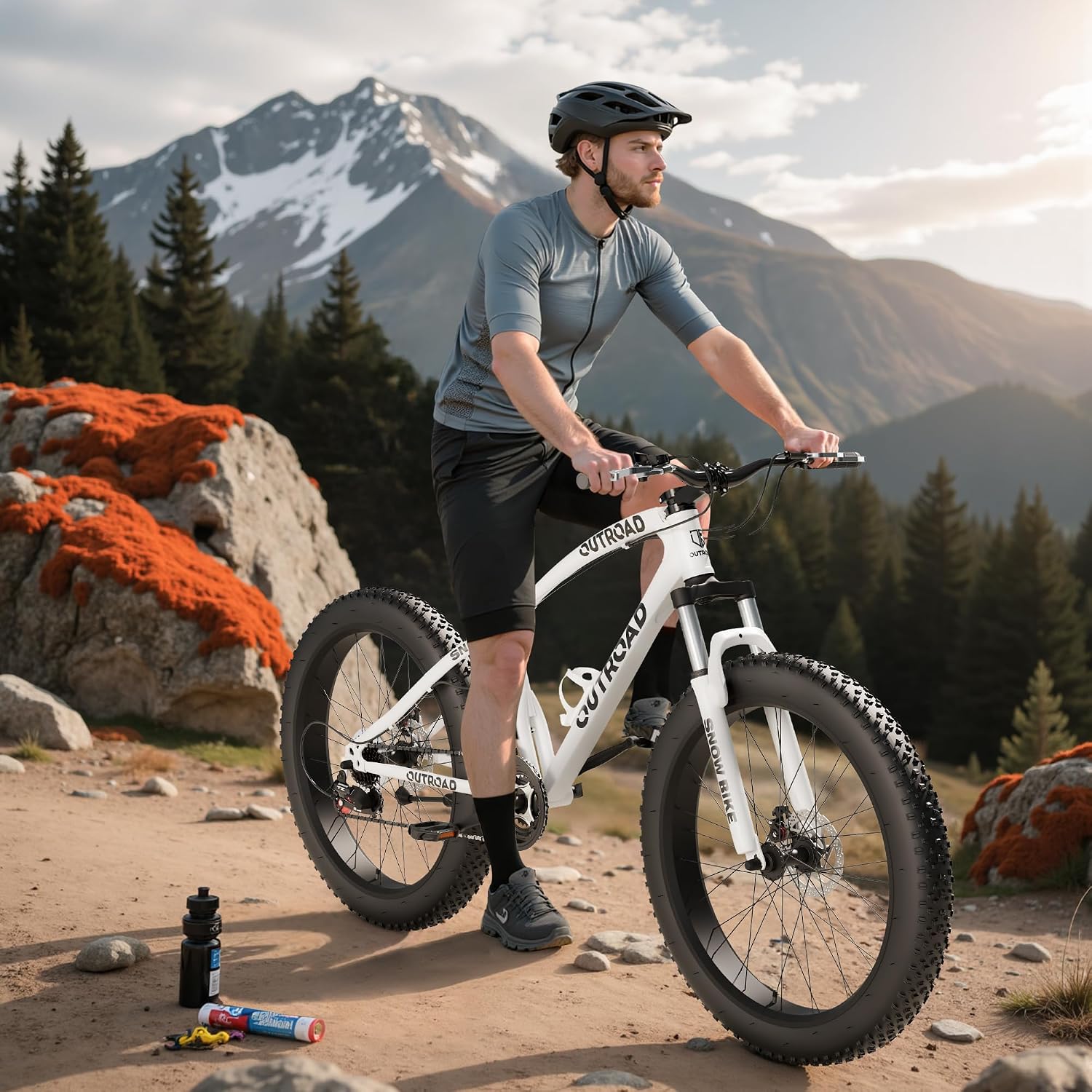 Betterland Outdoor 26 Inch Wheels Fat Tire Mountain Bike, 21-Speed Bicycle with Dual Front Suspension, High Carbon Steel Frame with Double Disc Brake and Anti-Slip Bicycle for Adults