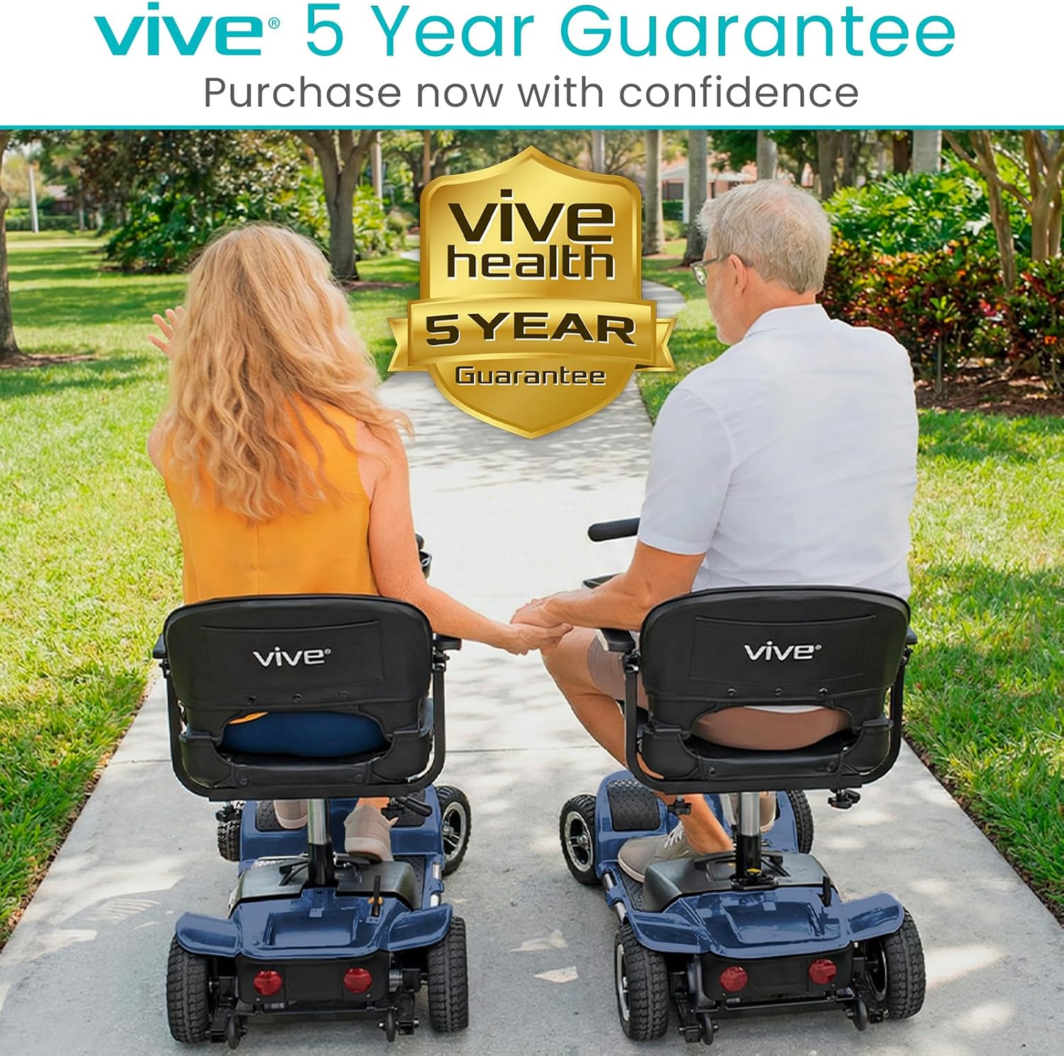 Vive 4 Wheel Mobility Scooter - Electric Powered Wheelchair Device - Compact Heavy Duty Mobile for Travel, Adults, Elderly - Long Range Power Extended Battery with Charger & Basket