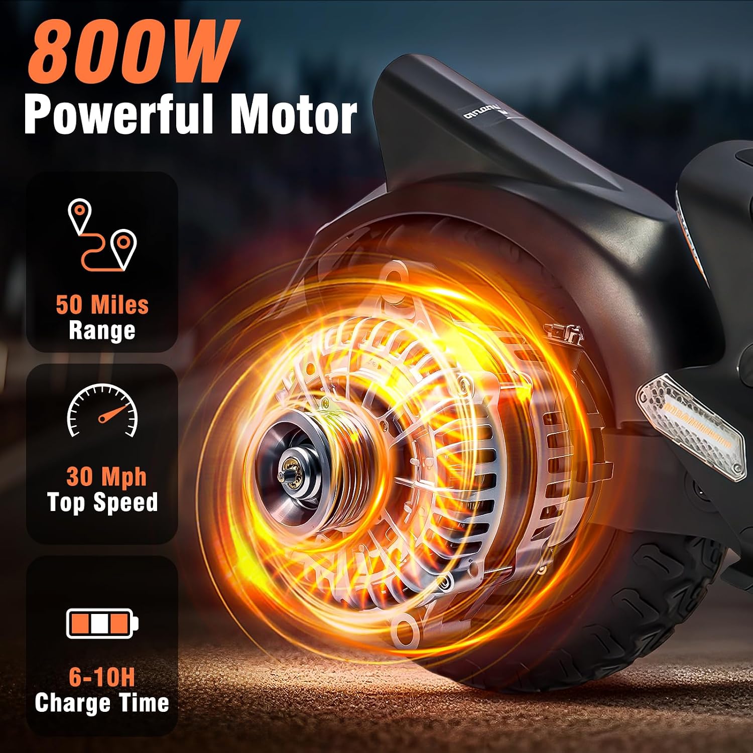 Off Road Electric Scooter Fast Speed 30 Mph, Long Range 40-50 Miles, 300+ lb Capacity