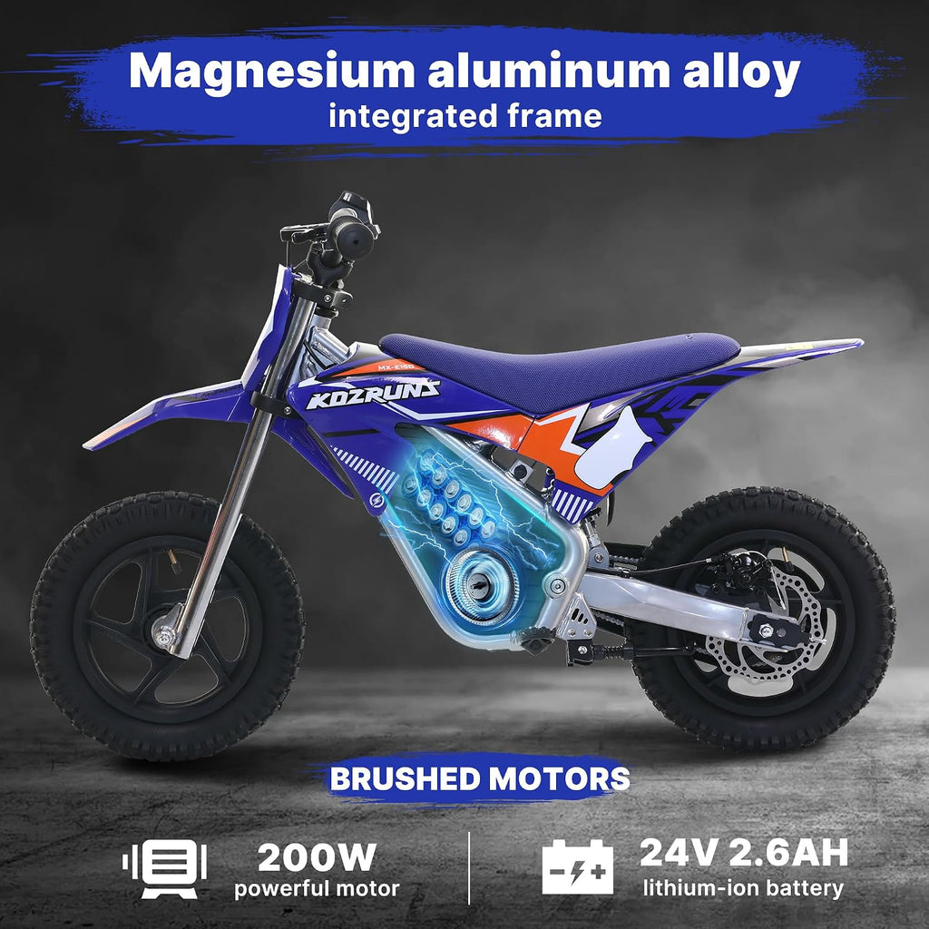 Electric Dirt Bike for Boys Girls Ages 3-6, 150W High Racing Competition Grade Motorcycle, Up to 8MPH 2 Speed Settings Balance Bike, 12IN Off-Road Tires & Advanced Shock Absorption, Blue