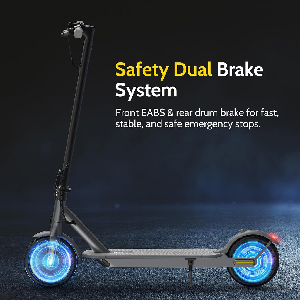 NAVIC Electric Scooter with Dual Suspension, 8.5'/10' Tires, 350W/500W Motor, 19/22 Mph, Max 22/25/27/49Miles Range, Foldable E Scooter for Adults with Braking, App Control