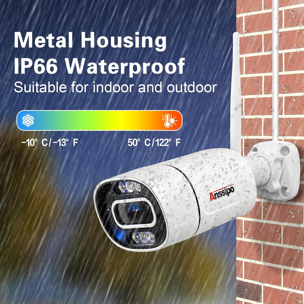 5MP Home WiFi Security Camera System Outdoor, 4 Camera Kit, Corded Electric Power Surveillance Cameras, 24/7 Continuous Recording, 1TB Hard Drive, 2 Way Talk, AI Detection, Color Night Vision