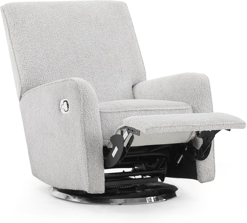 Delta Children Nest Nursery Swivel Recliner - Fabric is GREENGUARD Gold Certified and Oeko-TEX Standard 100 - Upholstered in a Unique Chenille Yarn for Blanket Like Softness, Fog