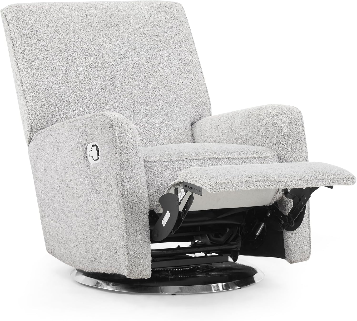 Delta Children Nest Nursery Swivel Recliner - Fabric is GREENGUARD Gold Certified and Oeko-TEX Standard 100 - Upholstered in a Unique Chenille Yarn for Blanket Like Softness, Fog