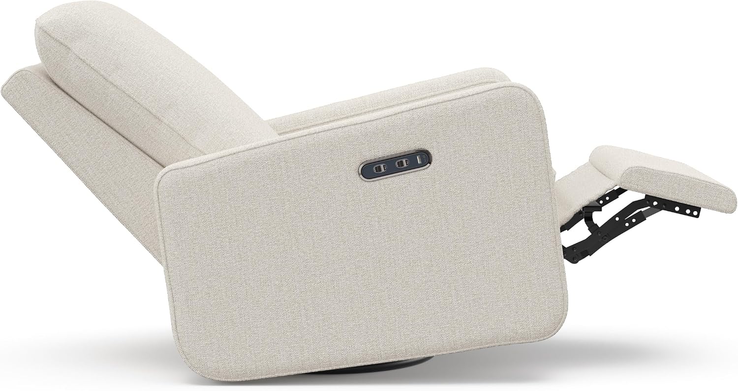 Graco Teddi Power Recliner Swivel Glider, Electronic Power Recline, Oeko-TEX 100 Certified, USB-A & USB-C Charger, Premium Cushioning & Comfort – (Dune Basketweave)