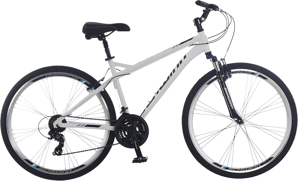 Schwinn Network 3.5 Hybrid Bike, Mens and Womens Bike, 21-Speed Hybrid Bicycle, Aluminum Frame, Suspension Seat, Alloy Linear Pull Brakes, Adult Bicycle