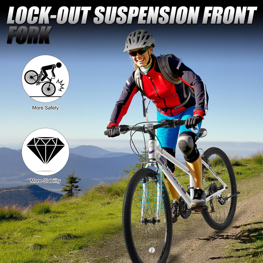 Ktaxon 20/24/26 Inch Mountain Bike, 7/21-Speed Adult Bicycle with Sturdy Steel Frame, Front Suspension, Excellent Twist Shifting, Easy to Assemble and Stylish Cool Look for Men Women
