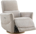 CHITA Power Nursery Rocking Chair, Swivel Glider Recliner Chair with Solid Wood Base, Bulit-in USB & Type-C Charging Ports for Living Room, FSC Certified, Taupe