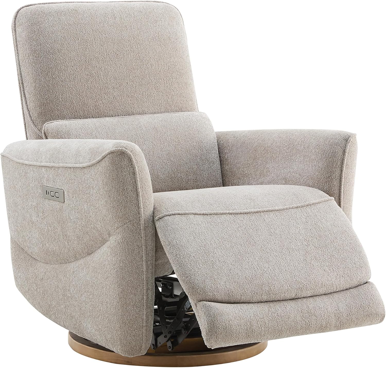 CHITA Power Nursery Rocking Chair, Swivel Glider Recliner Chair with Solid Wood Base, Bulit-in USB & Type-C Charging Ports for Living Room, FSC Certified, Taupe