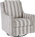 Signature Design by Ashley Kambria Striped Upholstered Swivel Accent Glider Chair, Ivory & Black