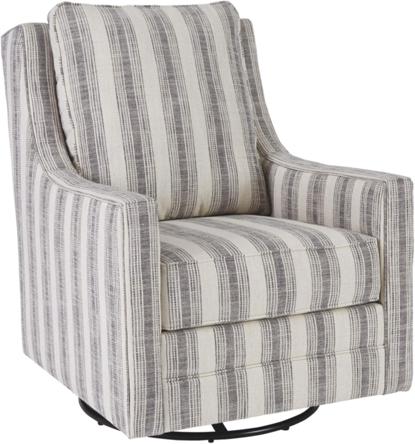 Signature Design by Ashley Kambria Striped Upholstered Swivel Accent Glider Chair, Ivory & Black
