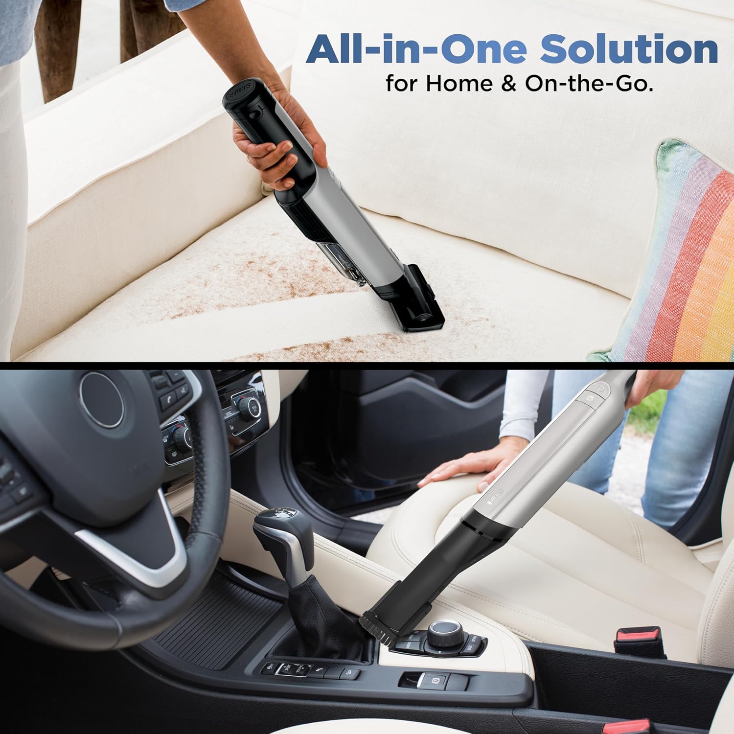 Shark WANDVAC Power PET Cordless Hand Vac, Ultra-Lightweight & Portable with Powerful Suction & Boost Mode, NEW FurFins Tool & Duster Crevice Tool, Designed for Car & Pet Homes, White, WV410WH
