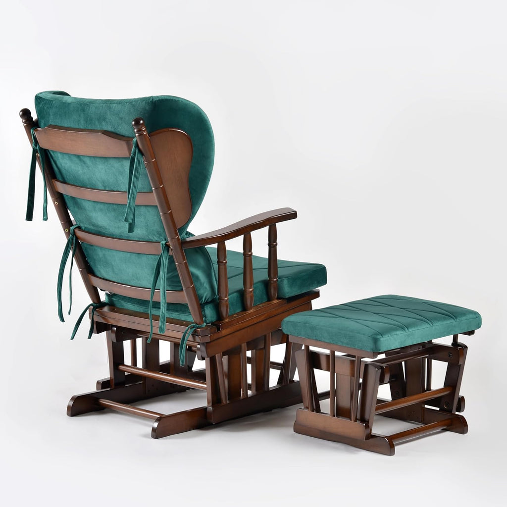 Comfort Deluxe Glider Chair and Ottoman Set (Green)