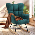YSSOA Nursery Rocking Chairs, Teddy Upholstered Glider Recliner Rocking Chair with High Backrest Armchair, Comfy Reading Chair Fluffy Accent Side Chair for Nursing, Living Room, Bedroom, Green