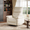 Power Recliner Chair, 270° Swivel Rocking Glider with USB Charging Port, PU Leather Upholstered Fabric and Button Tufted Backrest, Ergonomic Nursery Chair for Living Room (Cream)