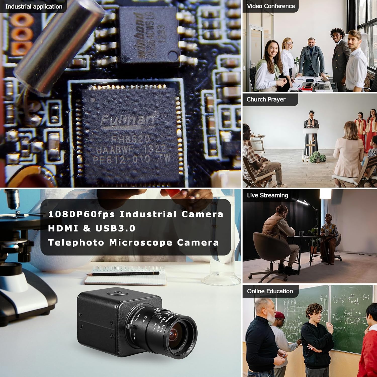 HDMI USB3.0 Dual Output HD YUY2 1080P 60fps Digital Security Camera, Industry Digital C-Mount with Manual 2.8-12mm Varifocal HD Lens, OSD Menu via Remote Controller