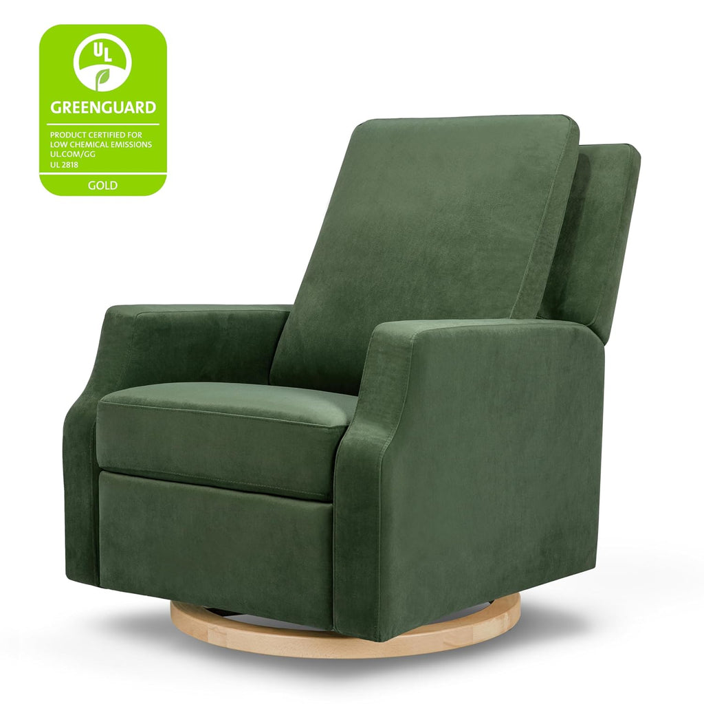 Namesake Crewe Glider Recliner Nursery Chair - GREENGUARD Gold & Certi-PUR US Certified Rocker Recliner - Glider Rocking Chair for Nursery & Living Room - Manual, 360° Swivel, Green