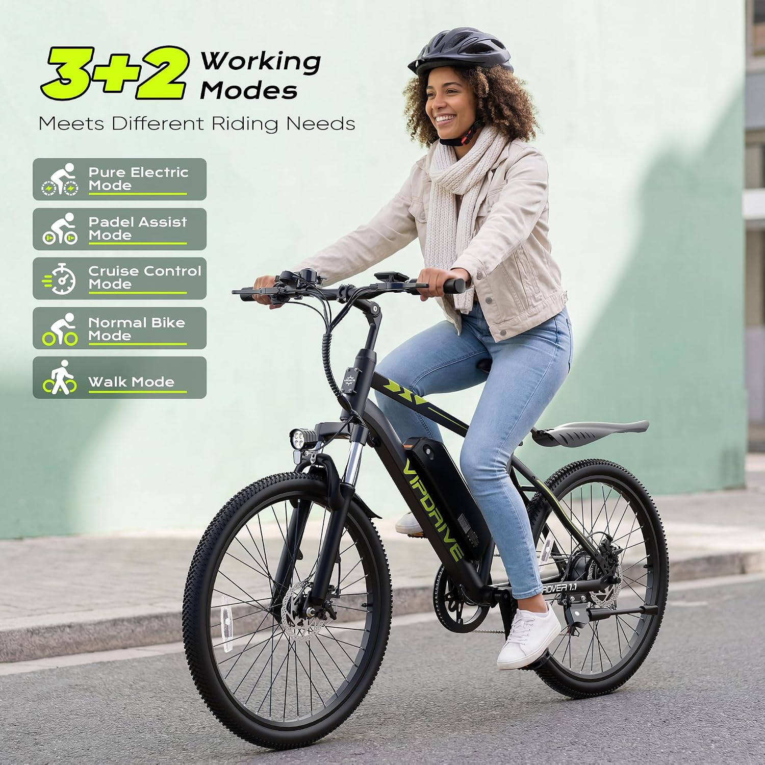 Electric Mountain Bike for Adults, 750W Peak Motor, 22 MPH Commuter Electric Bike, 48V Battery, 50Miles, 24'/26' E-Bike, 7-Speed, Front Suspension, UL Certified