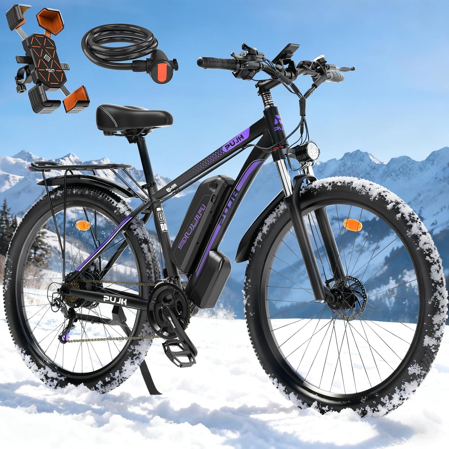 Electric Bike for Adults with Peak 2000W, Max 34 mph 30-80 Miles Commuting Electric Mountain Bike, 48V 17.5Ah Removable Battery 21-Speed Disc Brakes, 29' Tires and Front Suspension