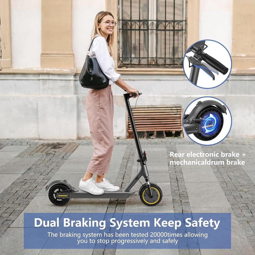 NAVIC Electric Scooter with Dual Suspension, 8.5'/10' Tires, 350W/500W Motor, 19/22 Mph, Max 22/25/27/49Miles Range, Foldable E Scooter for Adults with Braking, App Control