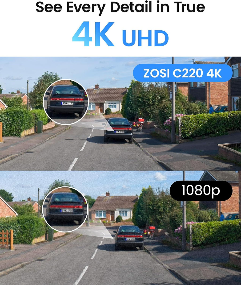 ZOSI C220 4K 8MP 8CH POE NVR Security Camera System (16CH Expandable), 4 x 8MP PoE IP Dome Cameras Outdoor Indoor, AI Human/Vehicle/Face Detection, One-Way Audio, 100ft IR Night Vision, 2TB HDD