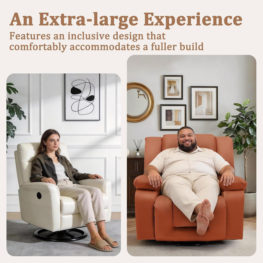 Korser Rocker Recliner Chairs for Adults, Swivel Rocking Chair with Heat and Massage, Modern Electric Recliner with Extra Wide, Waffle Fabric Massage Chair Recliner for Living Room, Bedroom