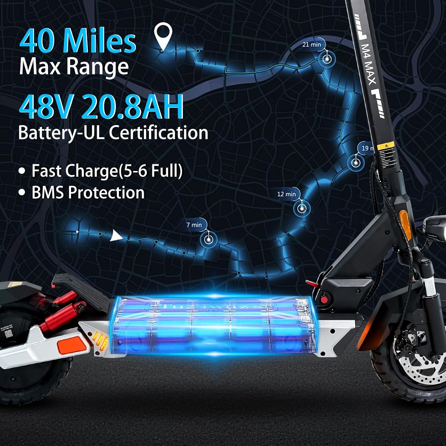 Electric Scooter Adults 1600/2000W Motor 50 Miles Long Range & 30/35 MPH Top Speed 10' Off Road Tire Folding E-Scooter 48V 20.8AH Battery Kick Scooter with Detachable Seat for Commuter Outdoor