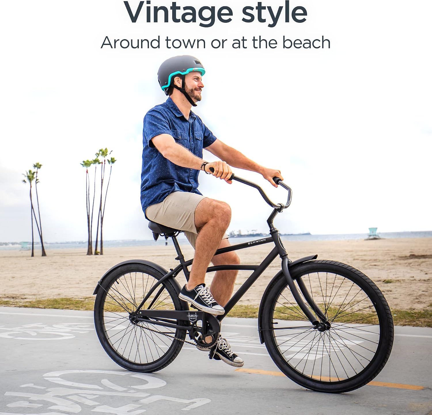 Schwinn Cruiser Bike, 26 Inch Bike for Women and Men, Beach Cruiser Bicycle, Linear Pull Brakes, Comfortable Padded Seat, Upright Riding Position, Adult Bicycle