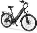 ESKUTE Electric Bike for Adults-1300w Peak Ebike, 28MPH Step Thru Electric Bicycle，70Miles 840 WH Removable Battery e-Bike, 7-Speed 26'' tire, Adjustable Stem,