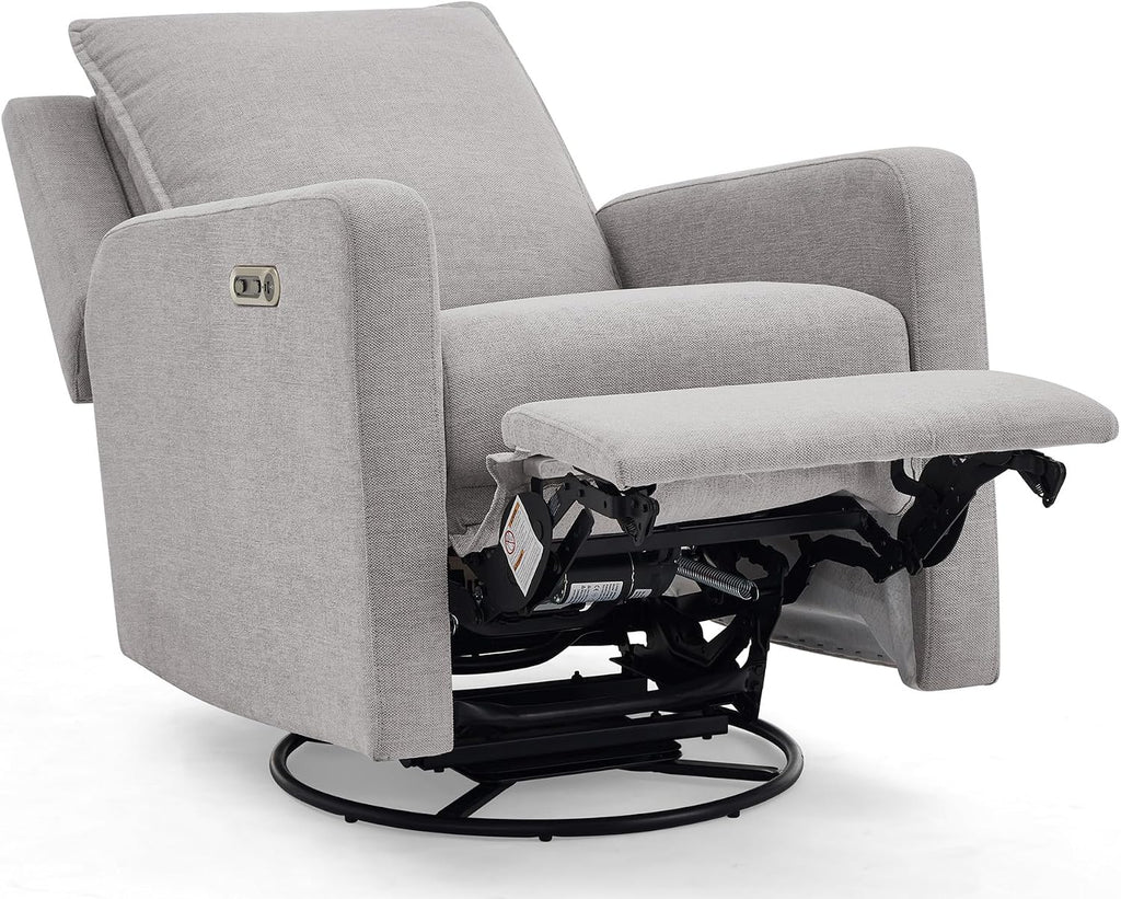 babyGap Harlowe Power Recliner with USB-A & Charging Port by Delta Children - Greenguard Gold Certified – Stain-Resistant Performance Fabric is Oeko-TEX Standard 100 Certified, Ash