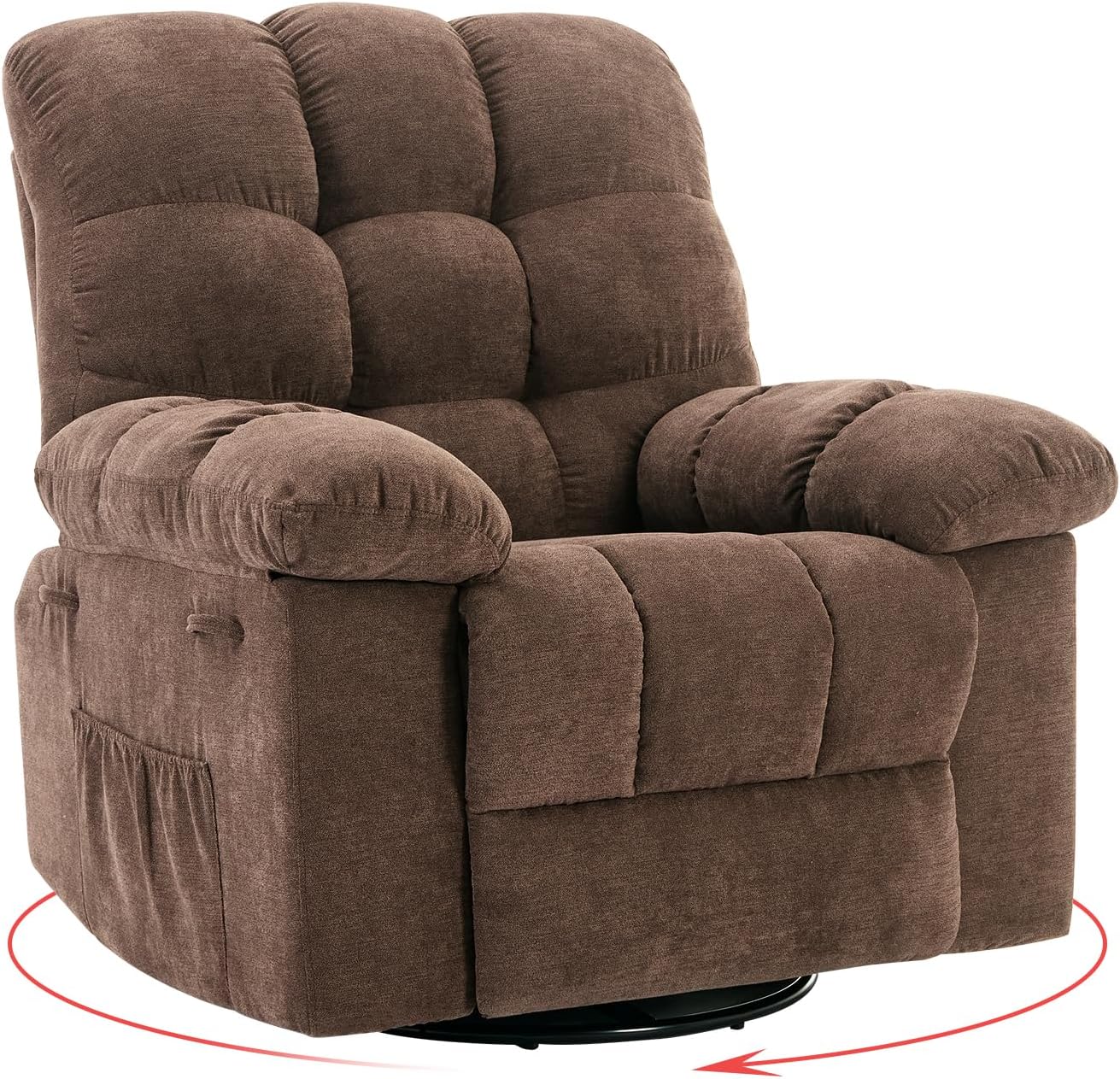 Rocking Recliner Chair,360° Swivel,30° Rocking,135° Tilt,Chenille Upholstery,Q235 Steel Frame Glider Nursery Chair for Small Spaces