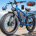 9000W Peak Electric Bike for Adults,58V Max-Output 1856Wh Dual Motor Ebike,34Ah Battery 47MPH Up to 105Miles Fast 24' x4.0 Fat Tire Ebike,Full-Suspension Mountain E-Bike for Beach Snow