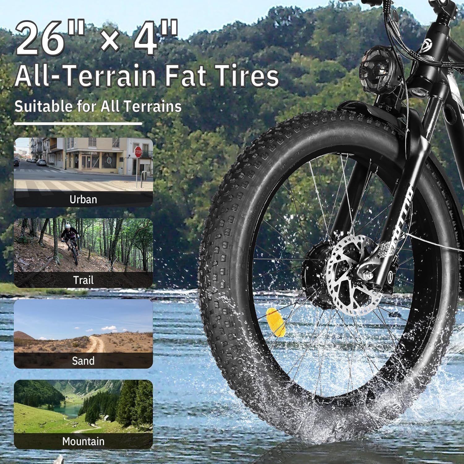 Tuttio-Adria26 6000W/5000W Peak Dual-Motor Ebike for Adults - 52V Fast Ebike, Long-Range Electric Bicycle, Full Suspension, 26 Inch Fat Tire Bike for Off-Road, Mountain, Snow, Hunting, Commuting