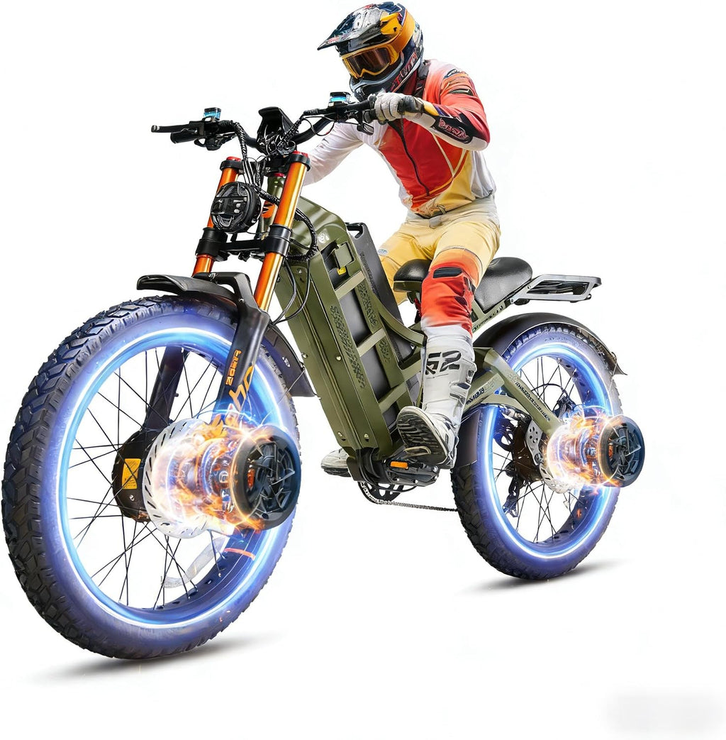 eAhora Romeo Pro 3 Electric Bike for Adults, 5600W 50MPH Dual Motor Ebike, 60V 80AH 250Miles Long Range Electric Bike, 26' *4.0 Fat Tire Electric Mountain Bike Full Suspension Off-Road E-Bike