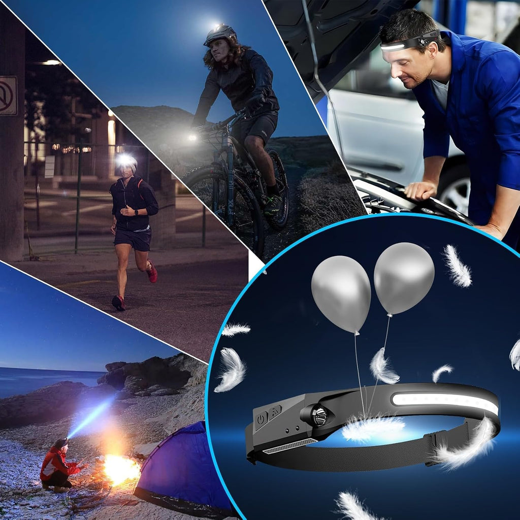 Bud K 24pack Headlamp Rechargeable, 1000 Lumen Headlamps for Adults, 230 Angles Wide Beam Headlamp & Spotlight, 6 Modes, Lightweight Head Lamps for Camping Running Cycling (24)